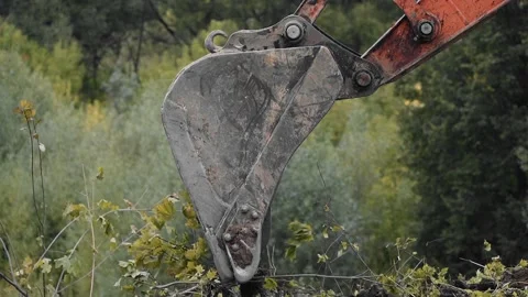 A worker on an excavator is engaged in cleaning the park area Stock Footage 146692599