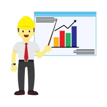 Worker Explaining Statistic Vector Illustration Graphic Stock Illustration