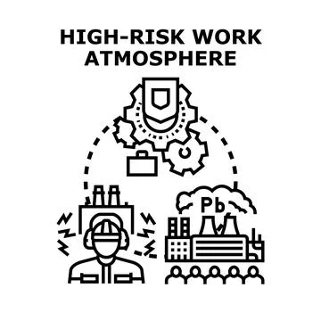 Worker facing high risk work atmosphere with pollution Illustrazione stock