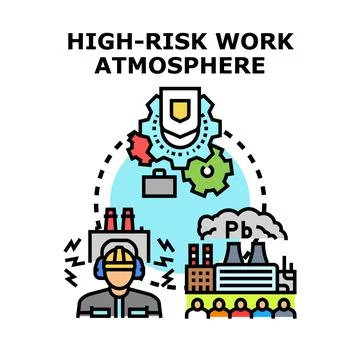 Worker facing high risk work atmosphere with pollution Stock Illustration