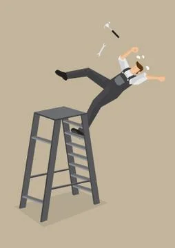 Worker Falling from Ladder Vector Illustration Stock Illustration