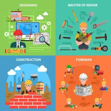 Worker Flat Set Stock Illustration