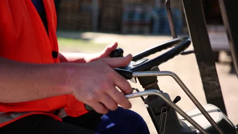 The worker on the fork loader Stock Footage 94562278