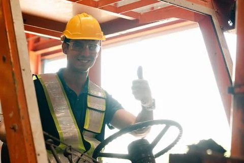 Worker at forklift driver Stock Photos