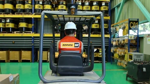 Worker in forklift Stock Footage 77045149