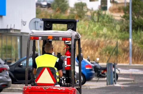 A worker with a forklift Stock Photos