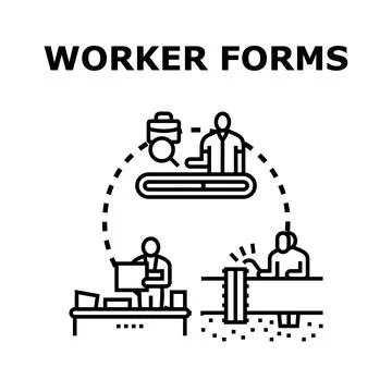Worker forms processing and employment application concept Stock Illustration