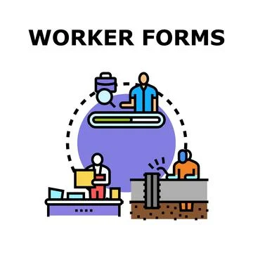 Worker forms processing and employment application concept Stock Illustration