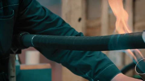 Worker with a gas torch in hands Stock Footage 47318225