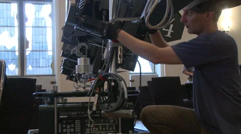 Worker gathering cables Stock Footage 64130134