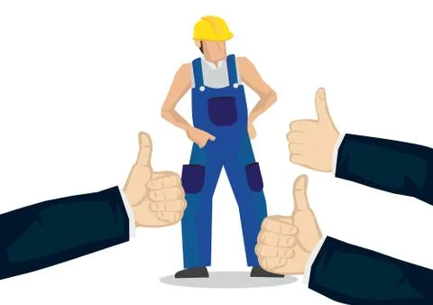 Worker getting praises for doing a good job. Concept of hardwork, recognition Stock Illustration