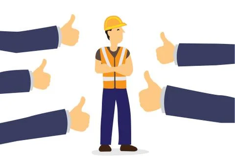 Worker getting praises for doing a good job. Concept of hardwork, recognition Stock Illustration