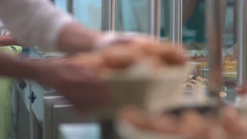 Worker gives plate to customer Stock-Footage 134471077