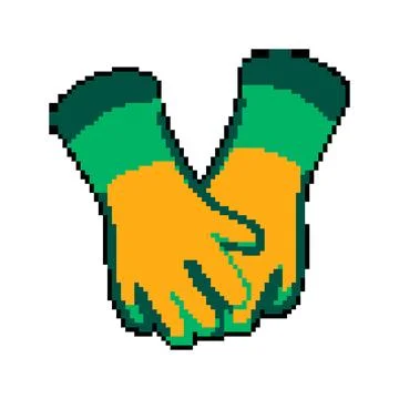 Worker gloves welding pixel art vector illustration Stock Illustration