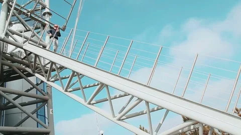 Worker going down stairs Video stock 73470668