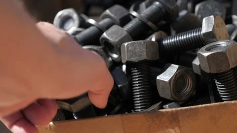 Worker Grabs Made In USA Bolt Stock Footage 143513554