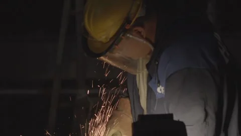Worker with grinder Stock Footage 162418820
