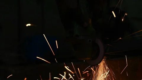 Worker Grinding Metal With Grinding Tool Video stock 103641643