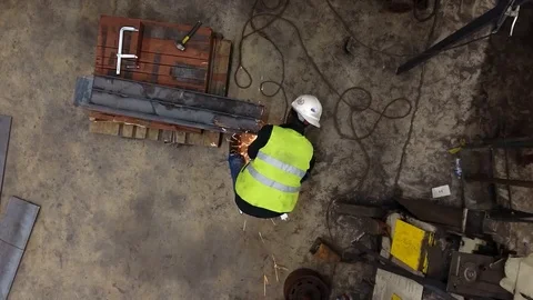 Worker Grinding Steel Stock Footage 127530639