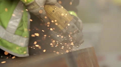 Worker Grinding Steel Tracks Stock Footage 44282842