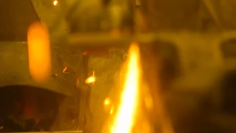Worker grinds metal Stock Footage 75309424