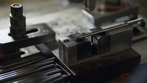 Worker grips metal tool with white glove Stock Footage 338432792