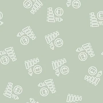 Worker growing indicators line seamless pattern Illustrazione stock