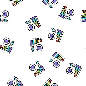 Worker growing indicators vector seamless pattern Illustrazione stock