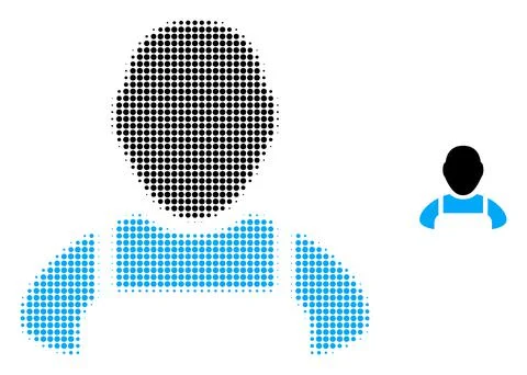 Worker Halftone Dotted Icon Stock Illustration