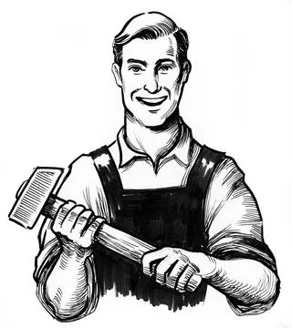 Worker with a hammer Stock Illustration