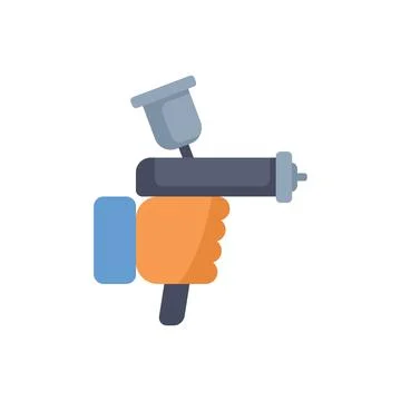 Worker hand holding paint spray gun painting service icon 스톡 일러스트