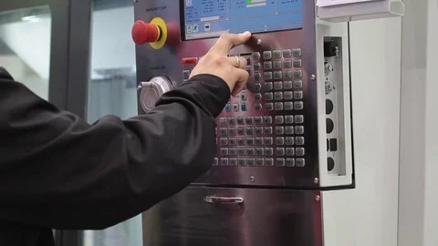 Worker hand on lcd panel Stock Footage 72288176