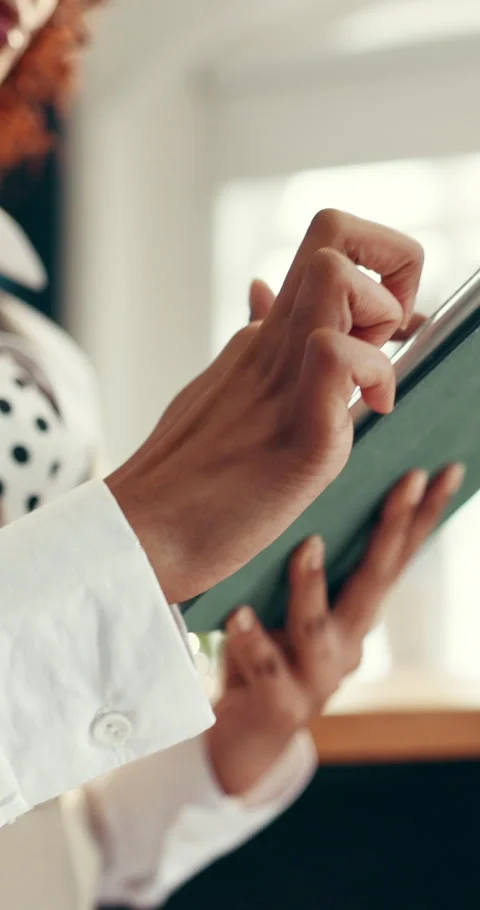 Worker, hands or scroll in hotel with tablet for guest reservation, staff Stock Footage 319517752