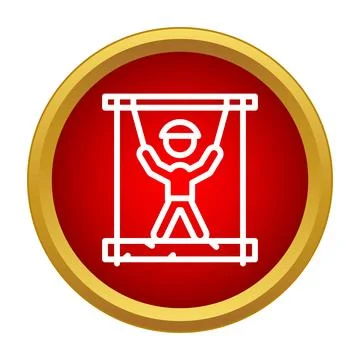Worker on hanging platform line icon Stock Illustration