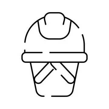 Worker hard hat line icon protecting safety Stock Illustration