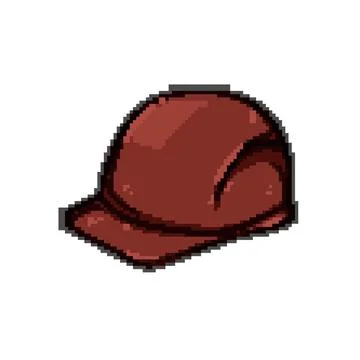 Worker hard hat pixel art vector illustration Stock Illustration