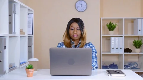 Worker has remote meeting in office Stock Footage 87530871