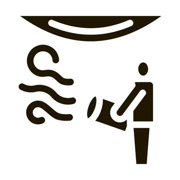 Worker heating stretch ceiling with fan icon Vector Glyph Illustration Stock Illustration