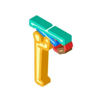 Worker with heavy load isometric icon illustration Stock Illustration