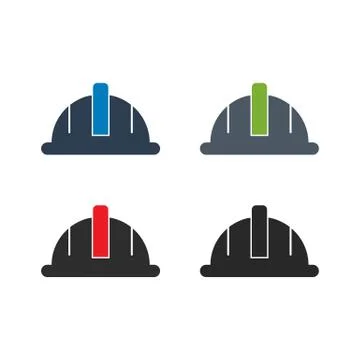 Worker Helmet Icon Set. Flat style vector EPS. 스톡 일러스트
