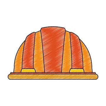 Worker helmet isolated scribble Ilustración de archivo