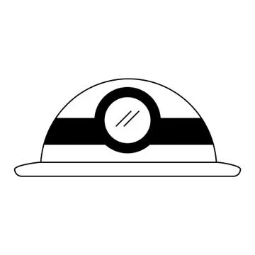 Worker helmet with light in black and white Stock Illustration