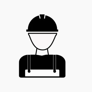 Worker in a helmet. Simple icon set. Flat style element for graphic design. V Stock Illustration