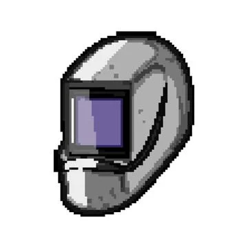 Worker helmet welding pixel art vector illustration Stock Illustration