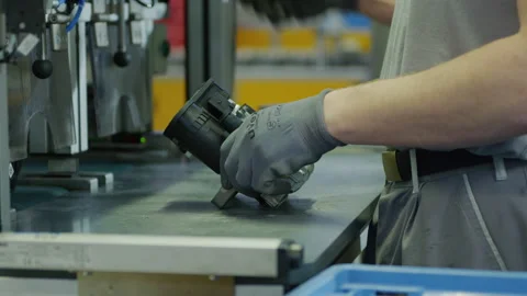 Worker in High Tech Production Plant - Manual work in Factory Stock Footage 167017265