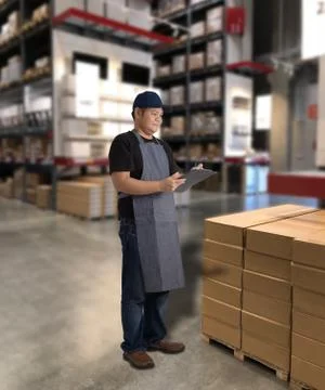Worker holding notepad Foto stock