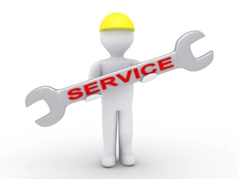Worker is holding a wrench Stock Illustration