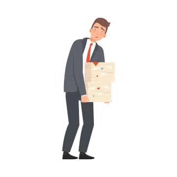 Worker With a Huge Number Of Tasks character Illustration Vector イラスト素材