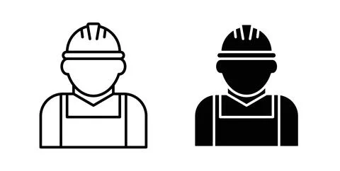 Worker icon in black and white. vector icon pack for websites Stock Illustration
