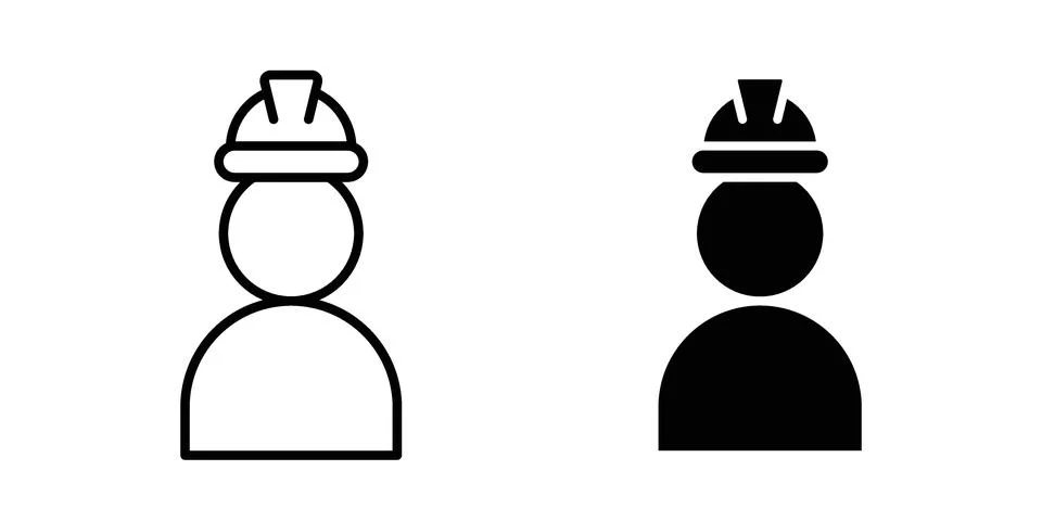 Worker icon black vector isolated on white Stock Illustration